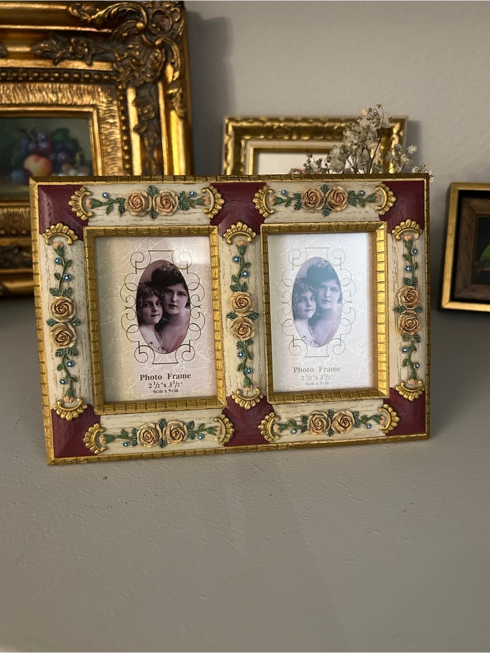 Ornate Double Photo frame Victorian style